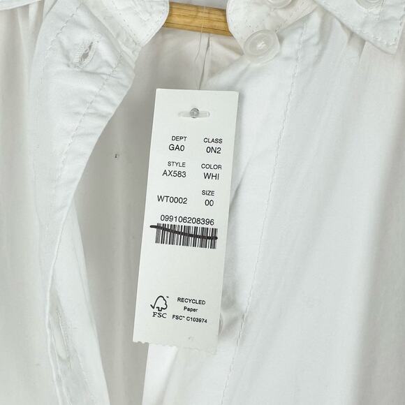 J Crew Shirt Womens 00 White Relaxed Fit Washed Cotton Poplin Long Sleeve - Picture 6 of 15